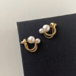 ZVT-167 Korean Pearl Circle Earrings-Golden