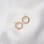 ZVT-168 Circle Zircon Korean Earrings-Golden - Image 3
