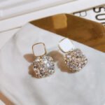 PJT-984 Fashion Rhinestone Square Earrings For Women - Image 3