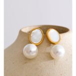 Oval Shape Marble Korean Style Earings For Women - Image 4