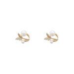 AXJ-161 Butterfly Pearl Korean Earrings - Golden - Image 5