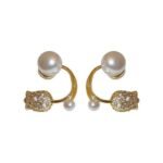 Beautiful Pearl Zircon Korean Flower Earrings for Women - Image 4