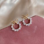 Pearl Bow Korean Zircon Earrings for Women - Image 5