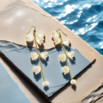 Pearl Korean Flower Earrings for Women - Image 4