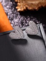 Zircon Heart Stud Earrings - Image 3