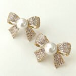 Korean Elegant Zircon Bow style Earrings Pearl - Image 4