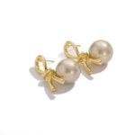 Knot Pearl Earrings Clip On Pearl Earrings - Image 2
