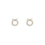 Pearl Bow Korean Zircon Earrings for Women - Image 4