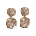 ZJE-163 Korean Zircon Crystal Earrings - Golden - Image 2