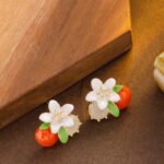 AWT-118 Korean Leaf Sparkling Pearl Earrings - Image 3