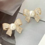 Korean Elegant Zircon Bow style Earrings Pearl - Image 3
