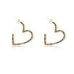 Golden Heart Shape Elegant Zircon Earrings
