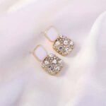 PJT-984 Fashion Rhinestone Square Earrings For Women - Image 4