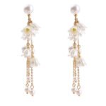 SHEIN elegant pearl and flower drop earrings