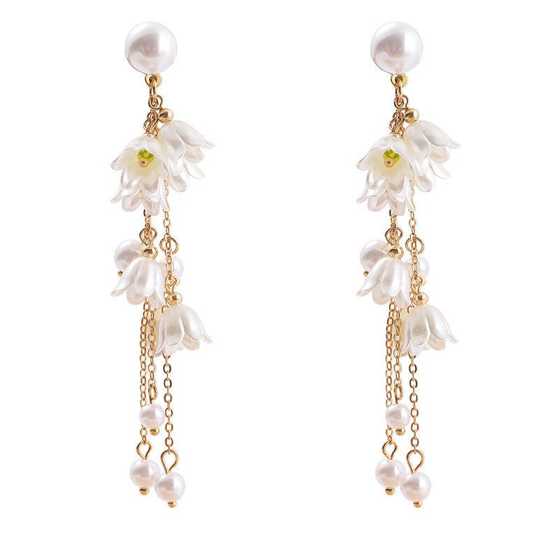 Hbd8da1c50e1746f18c3581f4baf5406e1 SHEIN elegant pearl and flower drop earrings - Image 1