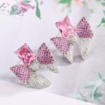 ZJE-165 Sparkling Bow Shape Zircon Korean Earrings- Golden