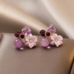 Crystal Flower Korean Earrings - Image 2