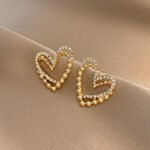 ZJE-164 Heart Shape Double Korean Earrings- Golden