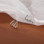 W Shape Zircon Korean Earring Cuff Earrings - Image 3