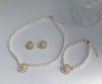 Elegant Flower Design Pearl Stone Set - Image 3