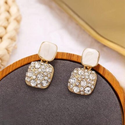 PJT-984 Fashion Rhinestone Square Earrings For Women