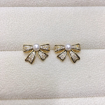 PJT-995 Bow Shape Zircon Pearl Earrings for Women - Image 5