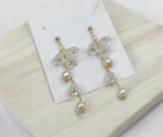 Pearl Korean Flower Earrings for Women