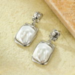 Elegant Korean Gold Foil Earrings with White Stone – Golden (PXT-115) - Image 5