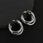 Punk Oval Hoop Earrings Metallic Geometric Ear - Image 4