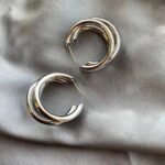 Punk Oval Hoop Earrings Metallic Geometric Ear - Image 3