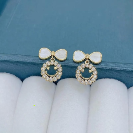 PXT-988 Smiley Face Zircon Korean Earrings